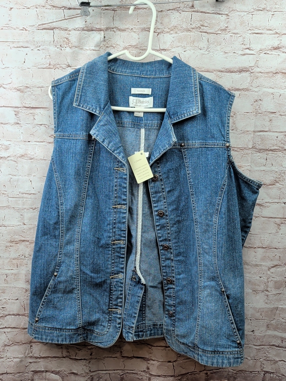 CJ Banks Denim Jean Vest 1x New Nwt